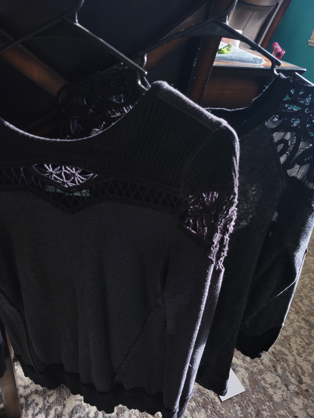 Bundle Of 2 Black Crochet And Sheer Long Sleeve Blouses - Picture 4 of 9